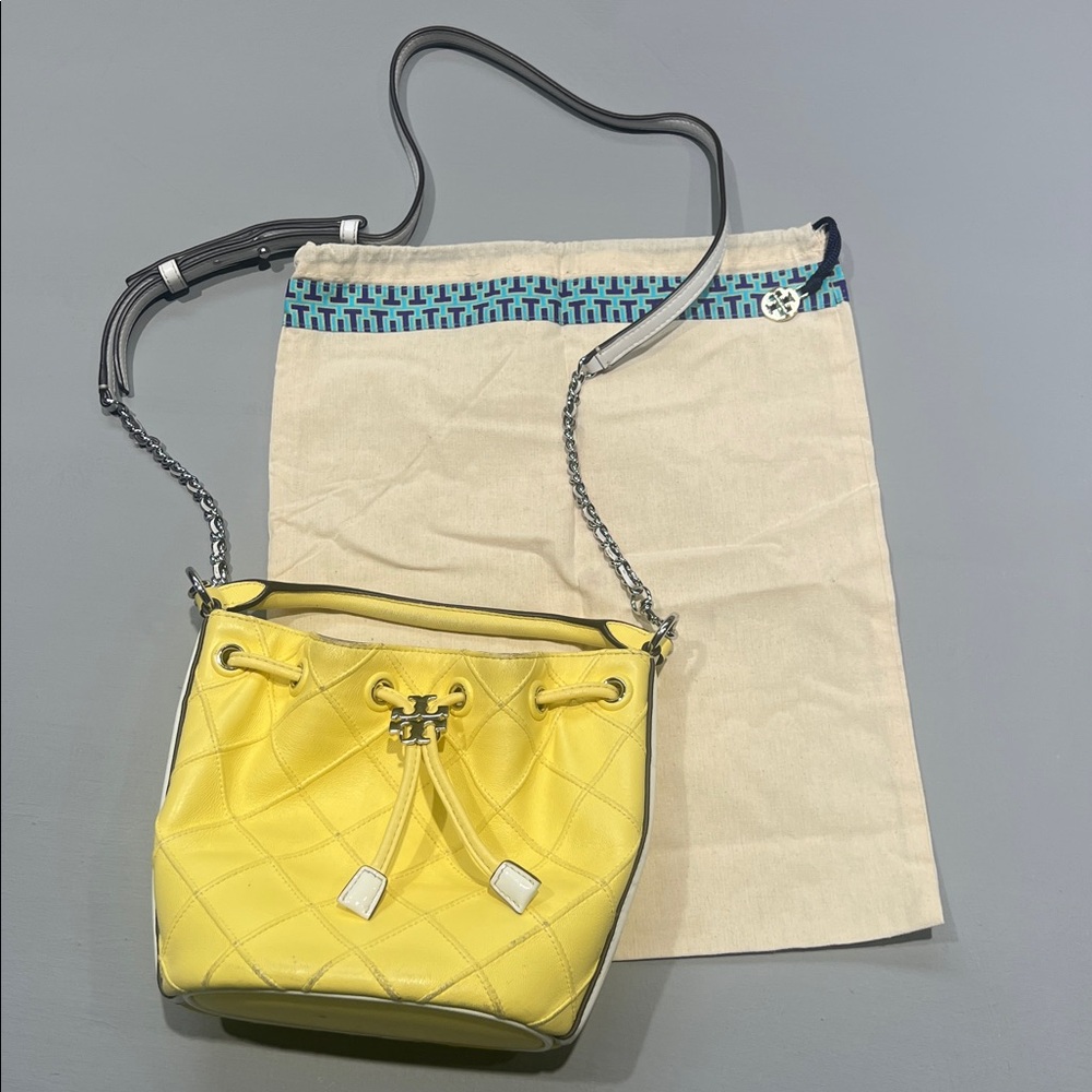 Tory Burch Mini Flemming Quilted Bucket Bag
